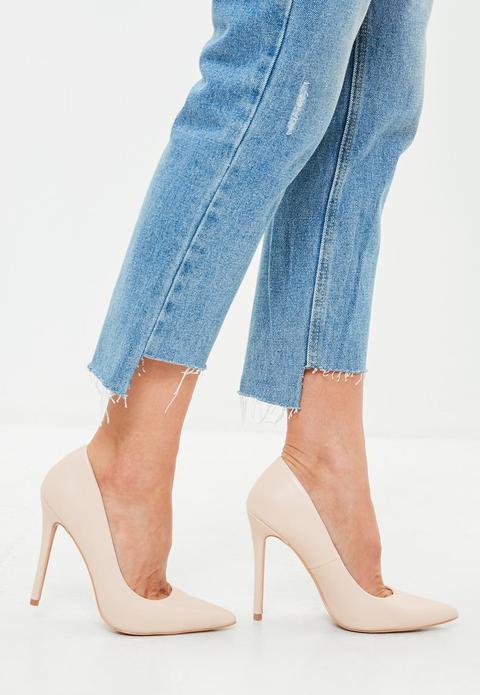 Blush Faux Leather Pointed Court Heels, Blush