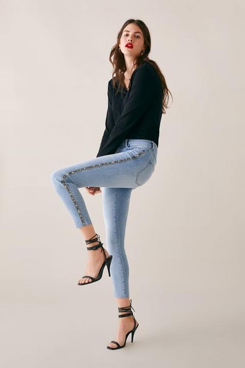 Jeans Z1975 Skinny Banda Lateral Brillos de Zara en Buttons