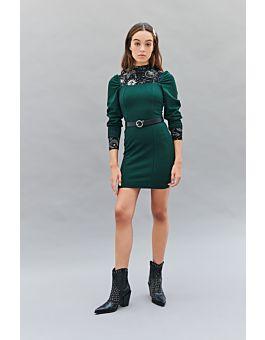 Vestito Verde Con Maniche A Palloncino