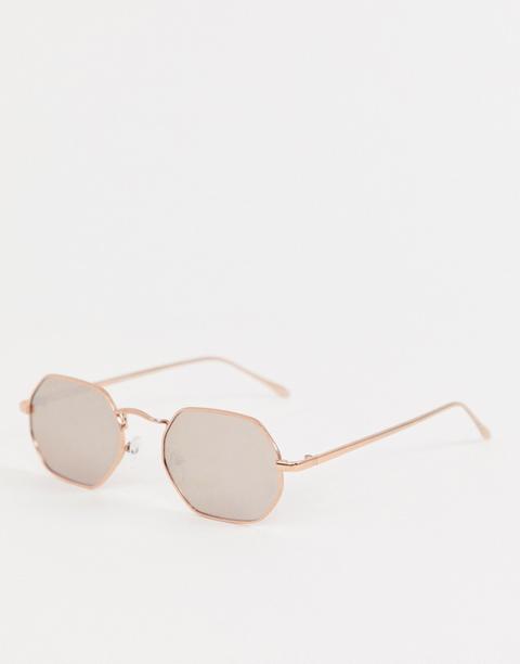 Gafas De Sol Hexagonales De Metal En Dorado Rosa De Asos Design