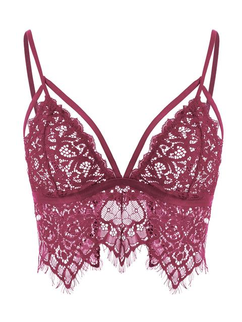 Bralette Di Pizzo Ciglia Smerlato Con Strass