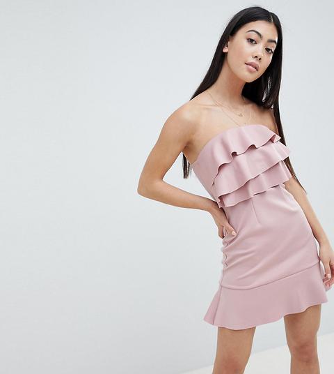 Vestido Recto Con Volantes Y Sobrefalda En El Bajo De Asos Design Petite