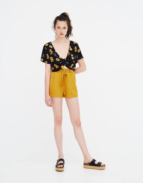Printed Top With Wrap Front