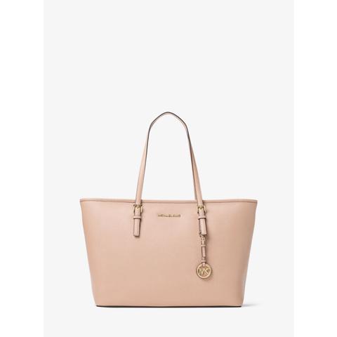 Mkbolso Tote Jet Set Mediano De Piel Saffiano Con Cremallera Superior - Rosa Claro(rosa) - Michael Kors