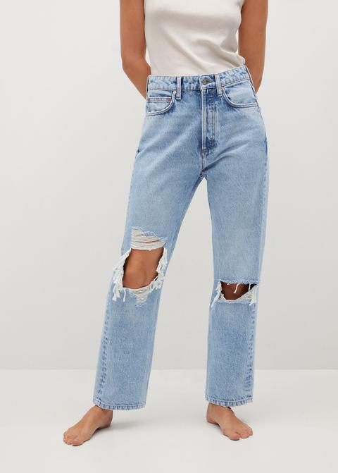 Jeans Rectos Tiro Alto