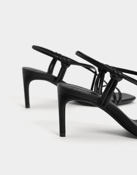 Heeled Sandals With Tubular Straps