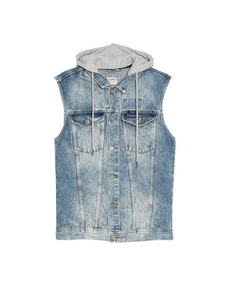 Chaleco Denim Capucha Piqué