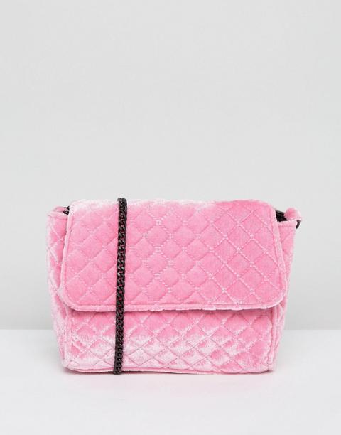 Asos - Borsa A Tracolla In Velluto Trapuntato - Rosa