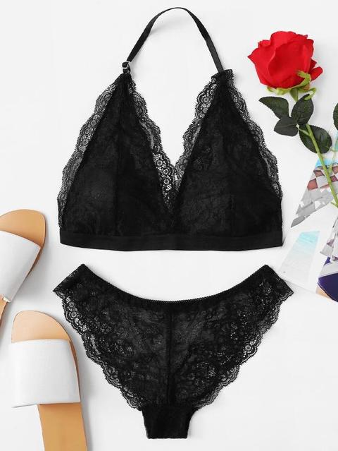 Set Di Lingerie In Pizzo Halter