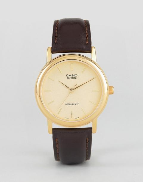 Casio - Mtp1095q-9a - Orologio Marrone Con Cinturino In Pelle - Marrone