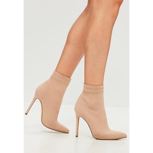 beige sock heels