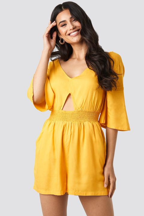Na-kd Cut Out Detail Playsuit - Yellow