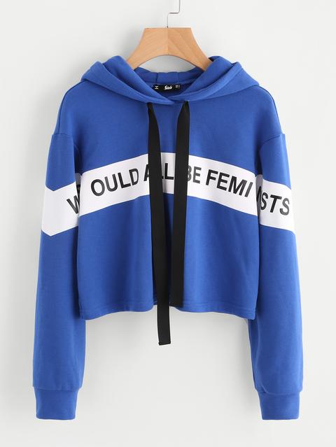 Letter Print Drop Shoulder Hoodie