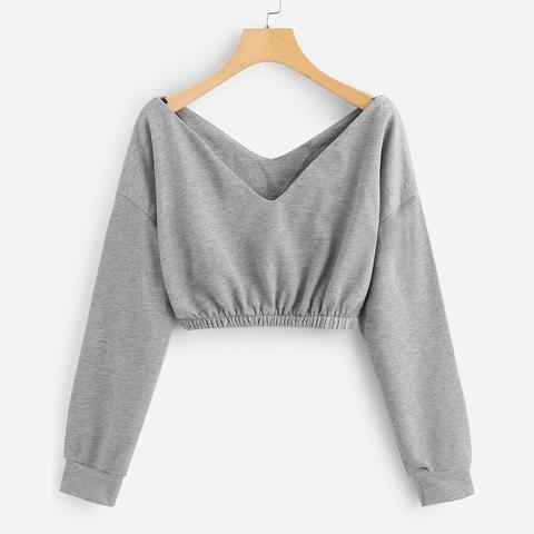 Sudadera Corta Con Cuello De Pico