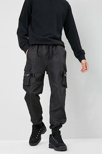 Faux Leather High-Rise Cargo Pants