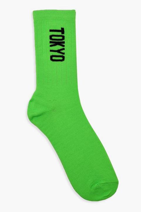 Womens Neon Tokyo Sports Socks - Green - One Size, Green