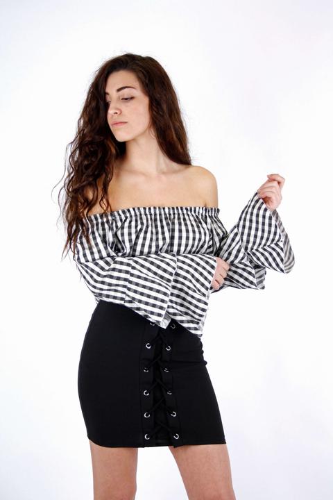 Blusa Cuadros Volantes