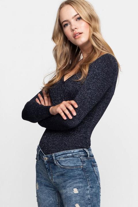 Pullover Effetto Lurex Nero