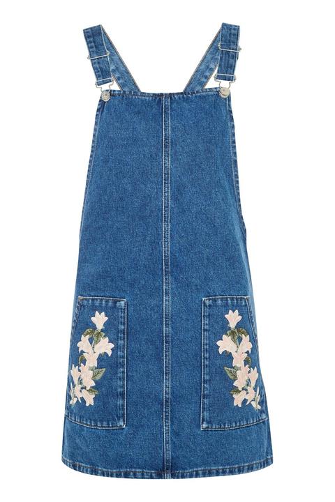 Moto Tulip Embroidered Pinafore Dress