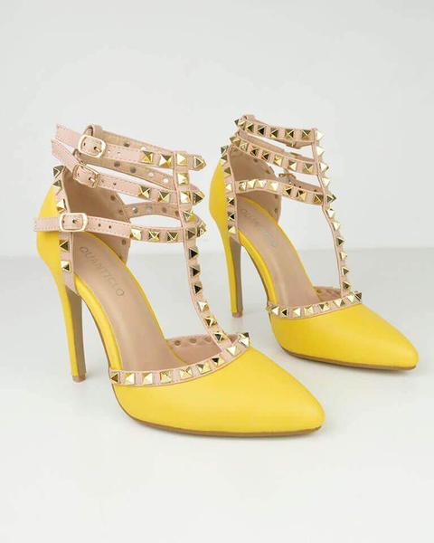 yellow studded heels