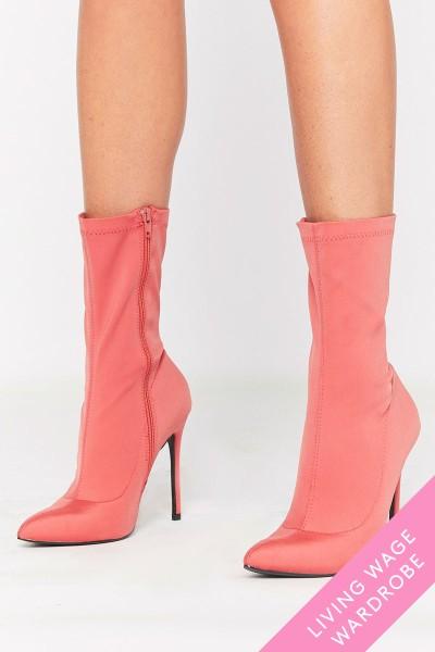 Angel Coral Stiletto Pointed Ankle Boots