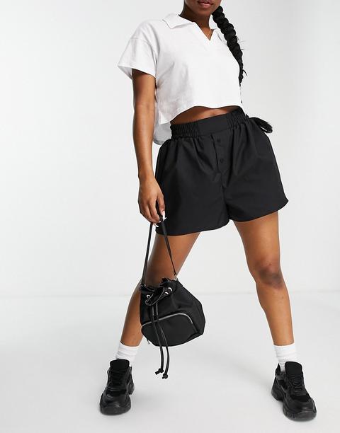 Shorts Negros Estilo Bóxer De Algodón De Asos Design