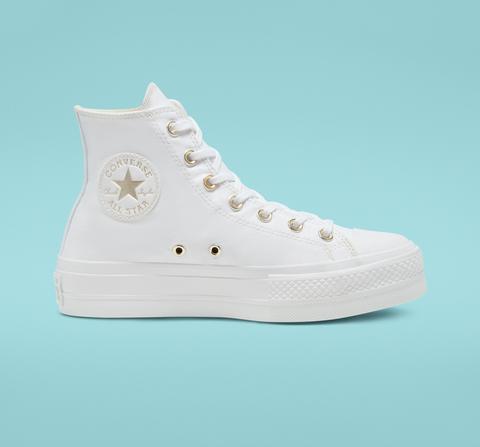 Converse Elevated Gold Platform Chuck Taylor All Star White, Gold