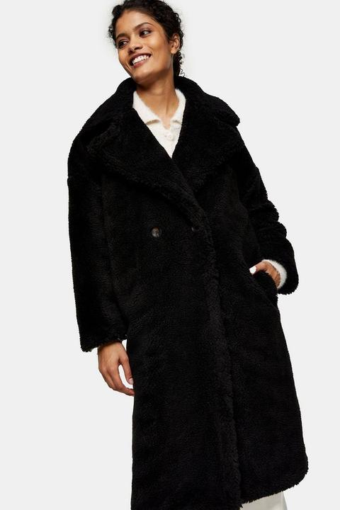 Black Longline Borg Coat