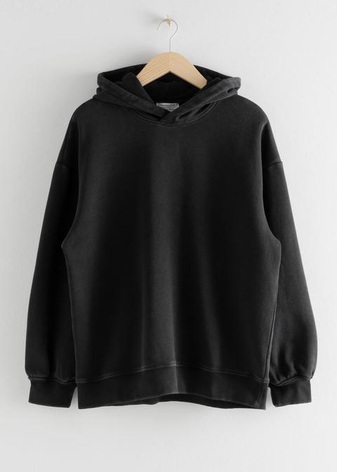 Oversized Hooded Boxy Sweatshirt - Black