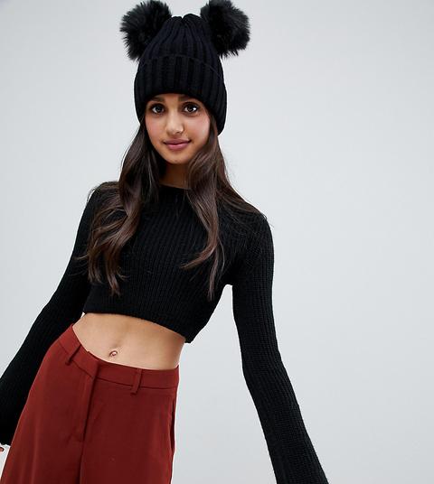 Gorro Negro Con Dos Pompones De My Accessories
