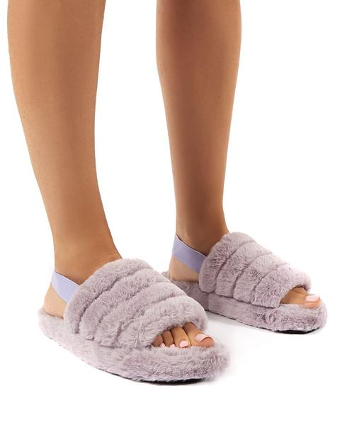 Dreamtime Lilac Fluffy Strap Back Slippers