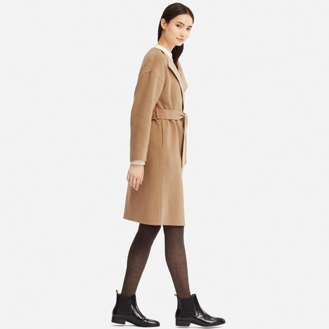 uniqlo double face collarless coat