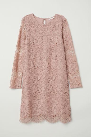 H & M - Abito Corto In Pizzo - Rosa