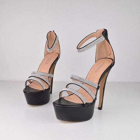 Cristy - Diamonds Stiletto High Heels In Black Pu