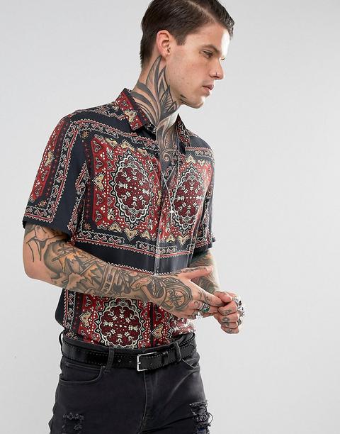 Camisa De Viscosa De Corte Estándar Con Estampado De Bandana De Asos