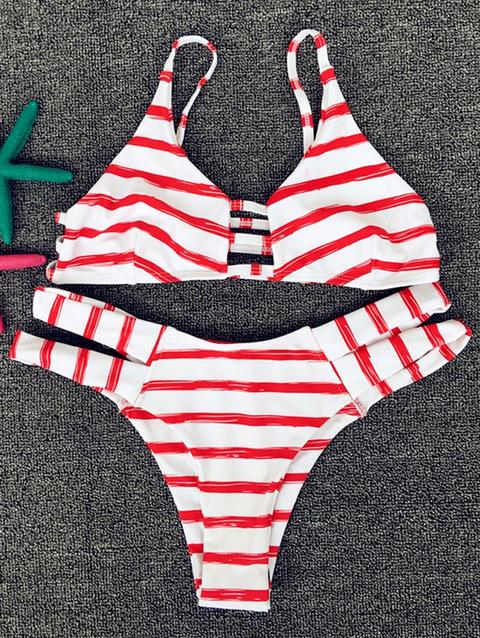 Rayado Rojo Cami Set Bikini