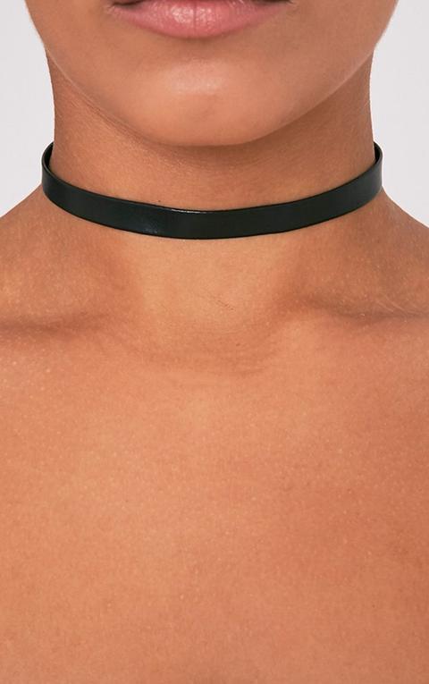 Brenda Black Pu Thin Choker