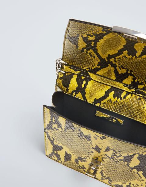 yellow snakeskin bag