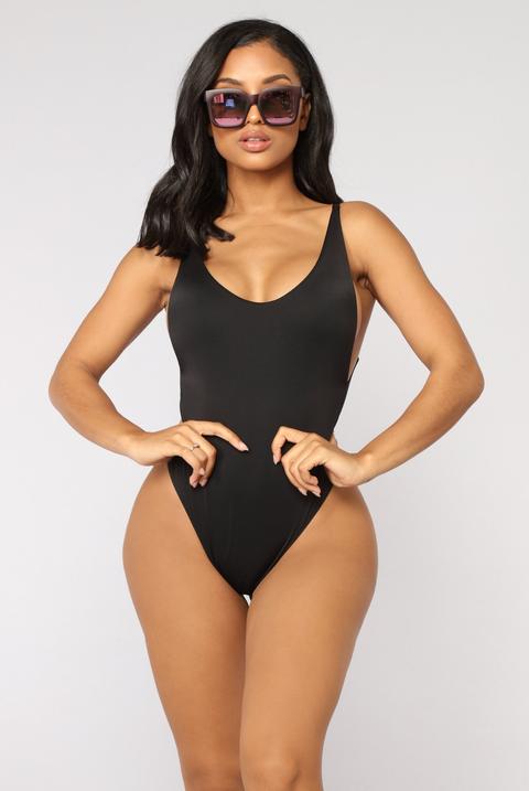 Making An Impact Thong Swimsuit - Black