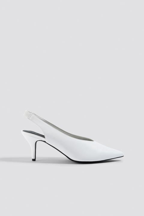 Na-kd Shoes White Plunge Kitten Heels - White