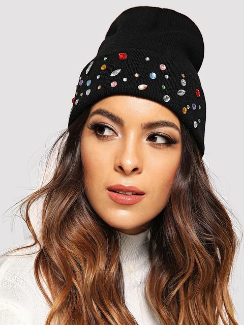 Gorro Con Diseño De Diamante De Imitación