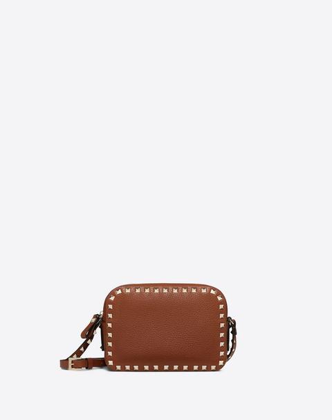 Small Rockstud Grainy Calfskin Crossbody Bag