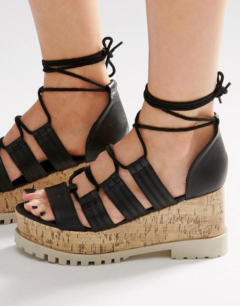 Sandalias Con Cuña Y Cordones Touche De Asos