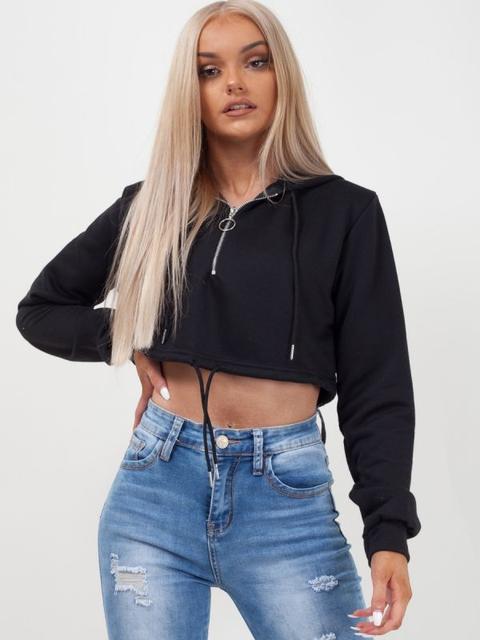 zip up cropped sweatshirt