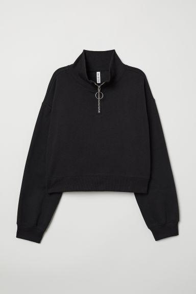 H & M - Stand-up Collar Sweatshirt - Black