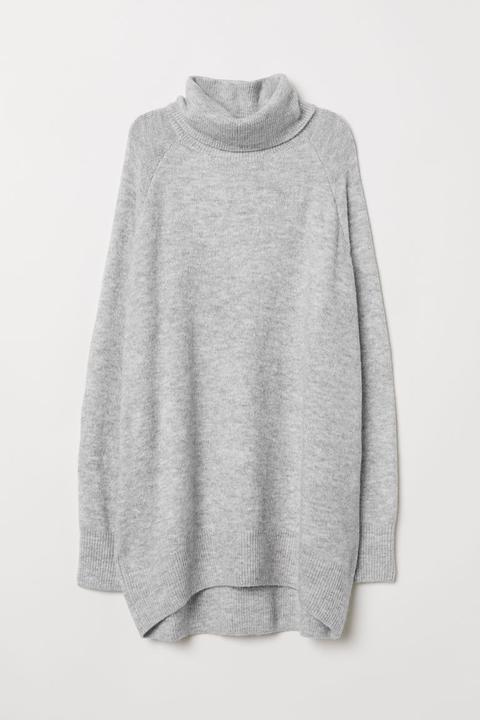 Jersey De Punto Y Cuello Alto - Gris