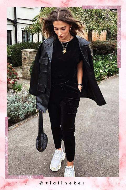 Jasmine Black Velvet Boxy Loungewear Set