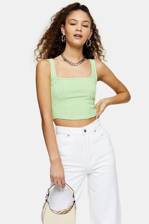 Green Double Seam Crop Vest