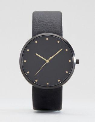 Asos - Orologio Nero Con Dettagli Oro