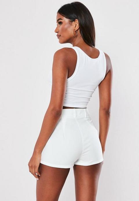 Tall White Co Ord Tailored Shorts 